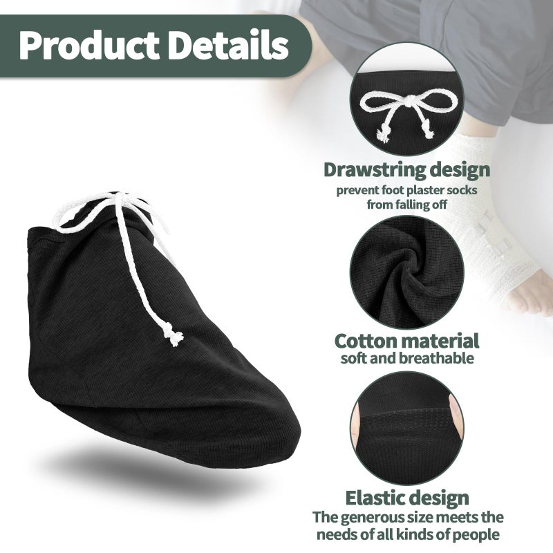 OXDFK Cast Sock Cover for Foot, Cast Cover for Foot, Leg Cast Cover, Adjustable Drawstring Foot Cast Cover for Men and Women(Black) - Image 3